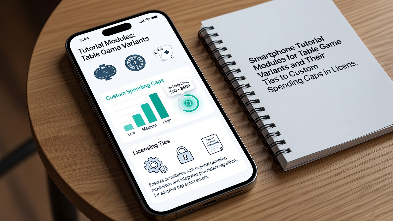 Close-up view of mobile app interface linking table game tutorial completion to real-time spending cap adjustment controls